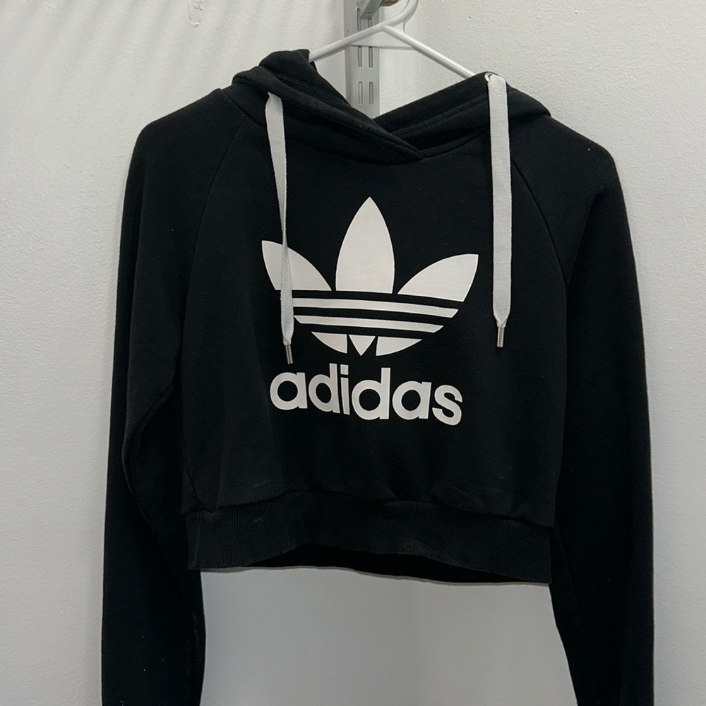 Adidas hoodie size xs black and white